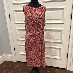 Ann Taylor Factory Red and Black Swirl Midi Dress